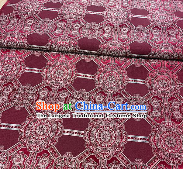 Chinese Traditional Gesang Flowers Pattern Purplish Red Silk Fabric Brocade Drapery Tibetan Robe Damask Material