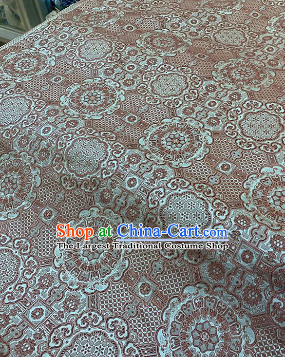 Chinese Traditional Auspicious Pattern Silk Fabric Brown Brocade Damask Mongolian Robe Drapery Material