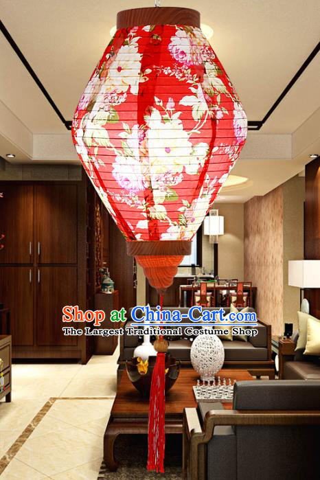 Chinese Traditional Painting Red Palace Lanterns Handmade Hanging Lantern New Year Classical Folding Lamp