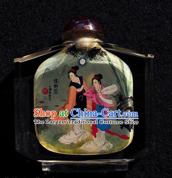 Chinese Handmade Snuff Bottle Traditional Inside Painting Young Beauty Snuff Bottles Artware