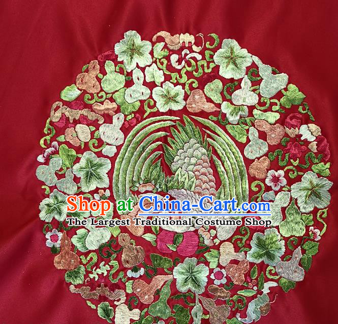 Traditional Chinese Embroidered Phoenix Fabric Hand Embroidering Dress Round Applique Embroidery Cucurbit Silk Patches Accessories