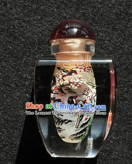 Chinese Handmade Snuff Bottle Traditional Inside Painting Flower Birds Snuff Bottles Artware