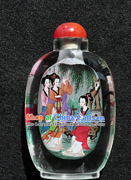 Chinese Handmade Snuff Bottle Traditional Inside Painting Young Girls Snuff Bottles Artware