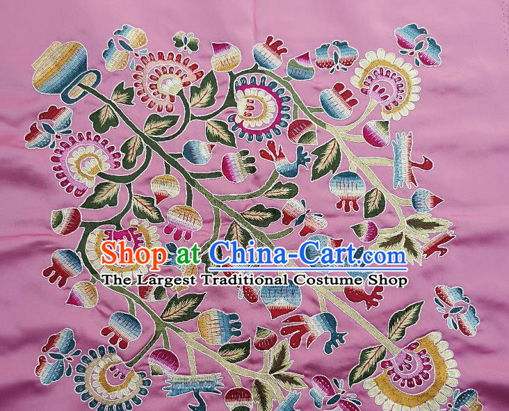 Traditional Chinese Embroidered Butterfly Fabric Hand Embroidering Dress Applique Embroidery Flowers Pink Silk Patches Accessories