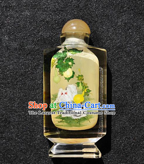 Chinese Handmade Glass Snuff Bottle Craft Traditional Inside Painting Dogs Snuff Bottles Artware