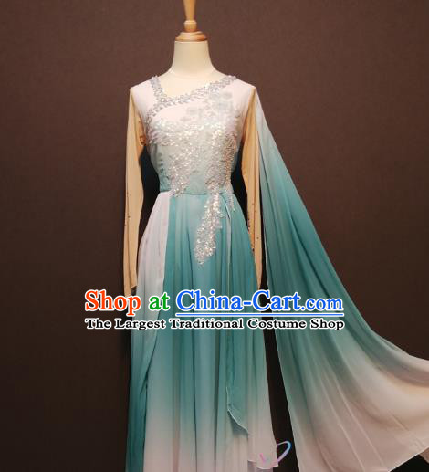 China Fan Dance Clothing Spring Festival Gala Classical Dance Costumes Women Dance Blue Dress