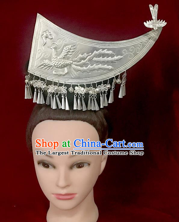 China Miao Minority Horn Hair Crown Handmade Ethnic Folk Dance Hairpin Miao Nationality Stage Performance Hair Accessories