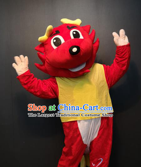 Custom Puppet Red Dinosaur Apparels Cosplay Walking Cartoon Costume Children Day Stage Performance Clothing and Headwear