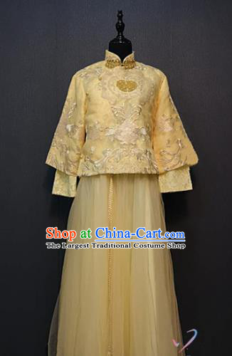 Republic of China Rich Lady Costume Traditional Drama Stage Performance Clothing Ancient Young Mistress Yellow Blouse and Skirt Outfits