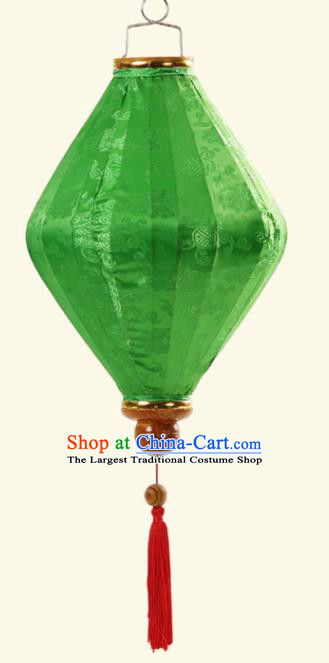 Handmade Chinese Classical Floral Scroll Pattern Green Silk Palace Lanterns Traditional New Year Decoration Lantern Spring Festival Lamp