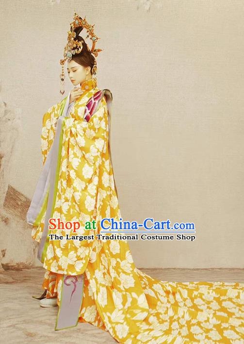 Chinese Ancient Empress Costumes Drama Traditional Tang Dynasty Queen Hanfu Dress Apparels and Headdress Full Set