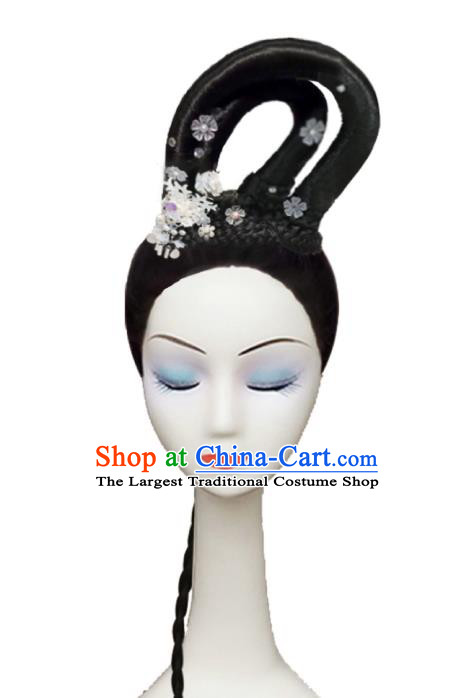 Custom China Classical Dance Hair Accessories Fan Dance Wigs Headwear