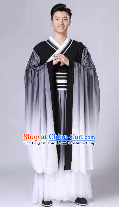 China Men Fan Dance Clothing Stage Performance Dancers Black Outfits Classical Dance Costume