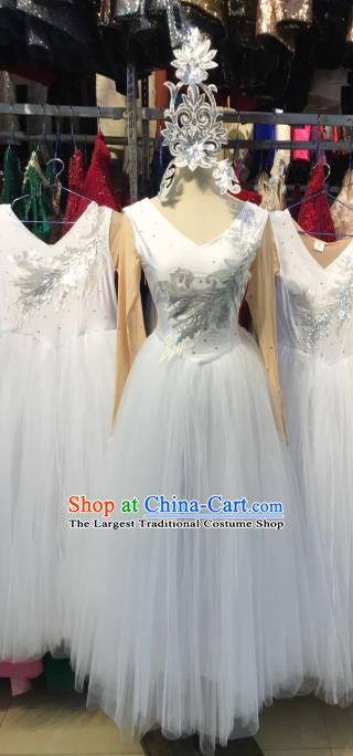 Professional Modern Dance Costume Opening Dance Stage Performance White Veil Dress Ballet Dance Clothing