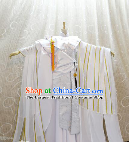 Cosplay Swordsman Monk White Costumes Custom China Ancient Warrior Clothing