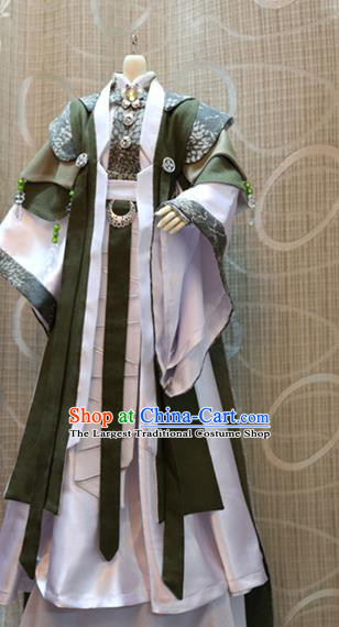 BJD Doll Chivalrous Man Costumes Custom China Ancient Cosplay Swordsman Green Clothing