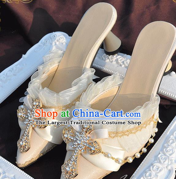 Custom Bride Wedding Shoes Halloween Cosplay White High Heels Shoes