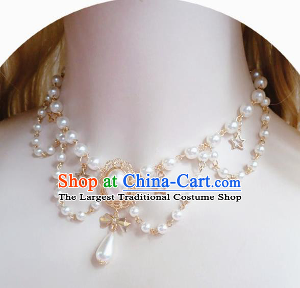 Europe Court Pearls Necklace Baroque Bride Necklet Halloween Cosplay Princess Accessories