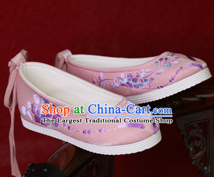 China Princess Shoes Embroidered Shoes Women Shoes Pink Satin Shoes Handmade Hanfu Shoes