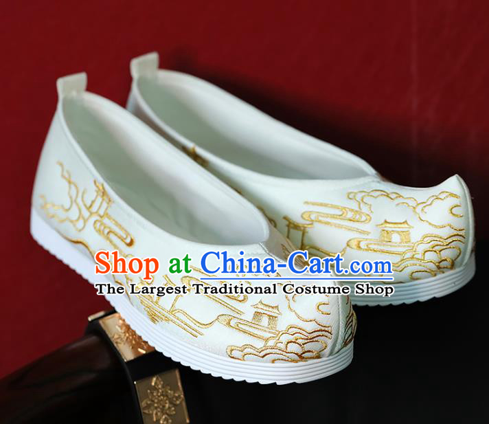 China Embroidered White Shoes Hanfu Bow Shoes Ming Dynasty Princess Shoes Handmade Shoes