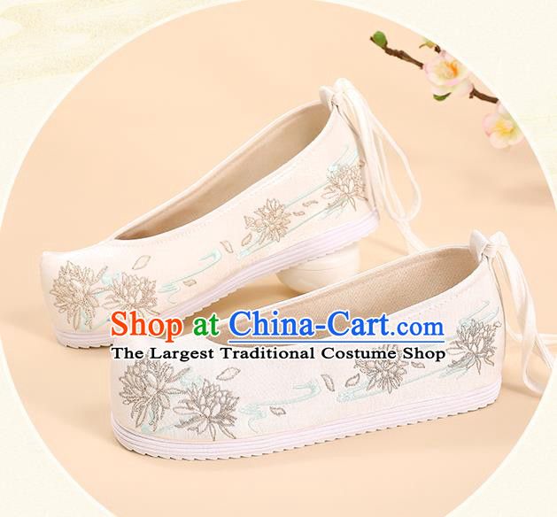 China Ming Dynasty Hanfu Shoes Traditional Cloth Shoes Handmade Princess Shoes Embroidered Shoes