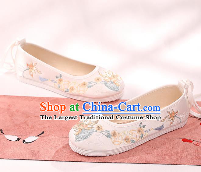 China Hanfu Shoes Women Shoes Traditional Cloth Shoes Handmade Shoes Embroidered Lotus Shoes