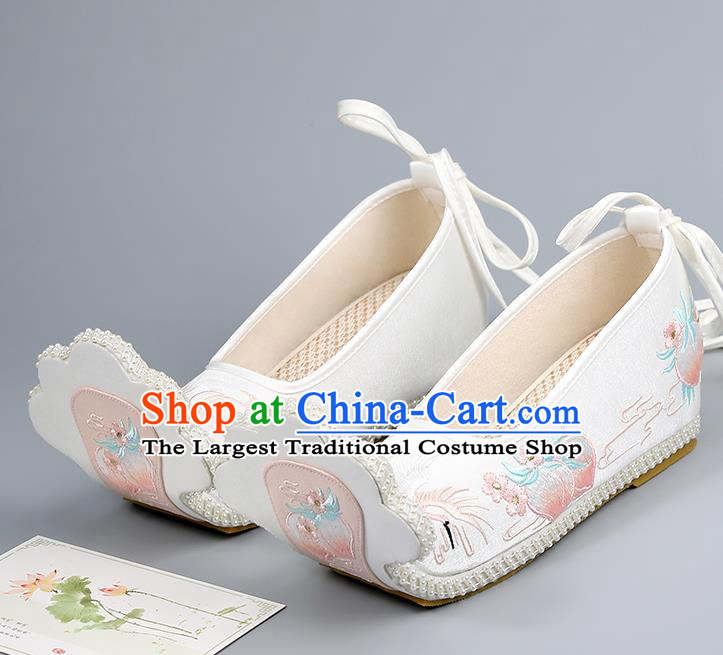 China Ming Dynasty Women Shoes Embroidered Shoes Traditional Hanfu Shoes Princess Shoes