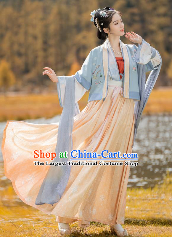 China Traditional Ancient Village Girl Costumes Song Dynasty Civilian Female Hanfu Clothing