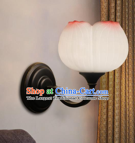 Chinese Iron Art Bedside Lamp Traditional Lantern Handmade Painted Wall Lamp Classical Lotus Lanterns