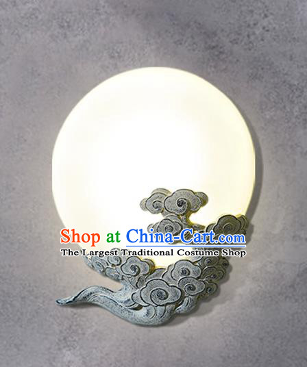 China Handmade Traditional Home Decoration Light Moon Corridor Lamp Carving Stone Cloud Wall Lantern