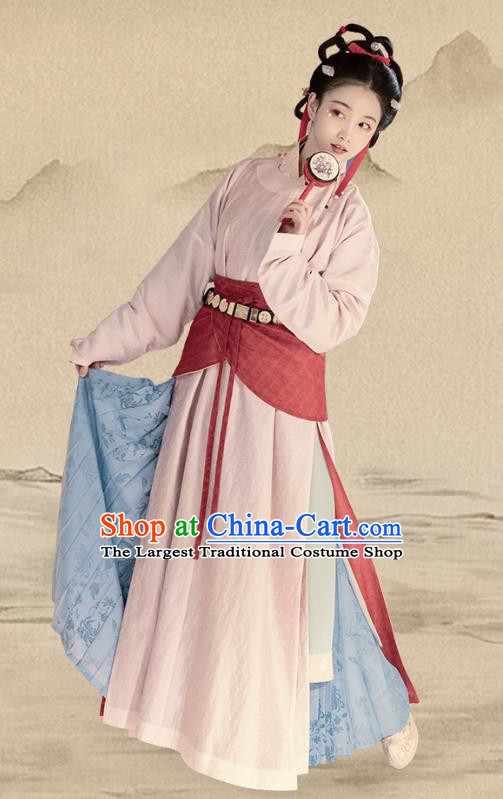 China Song Dynasty Civilian Woman Costumes Traditional Ancient Country Lady Hanfu Dress Complete Set