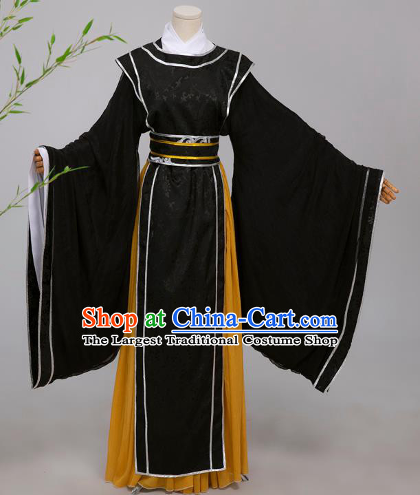 Chinese Ming Dynasty Scholar Black Costumes Ancient Cosplay Crown Prince Clothing