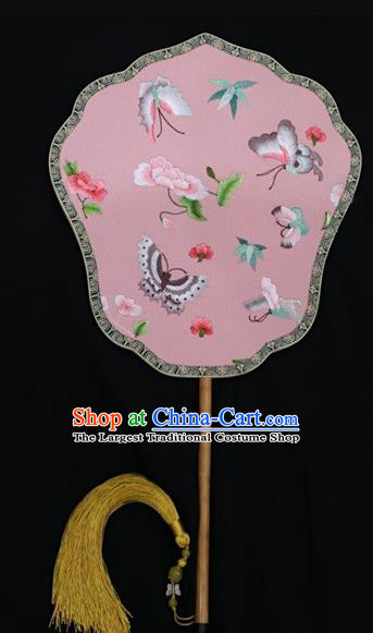 Chinese Suzhou Embroidery Fans Double Side Embroidered Silk Fan Traditional Butterfly Pattern Palace Fan