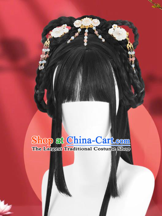 Chinese Jin Dynasty Palace Lady Bangs Wigs Quality Wigs China Best Chignon Wig Ancient Royal Princess Wig Sheath and Hairpins