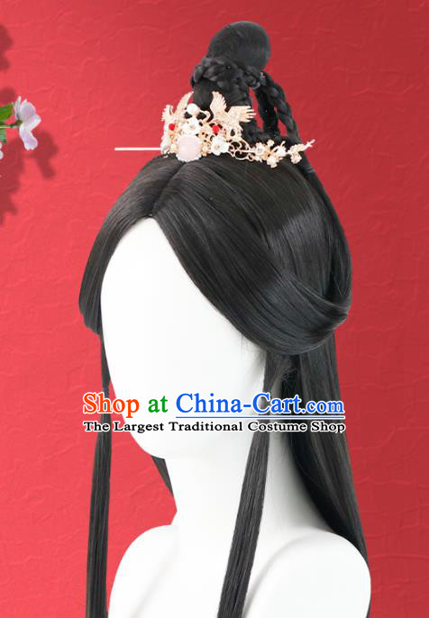 Chinese Jin Dynasty Royal Princess Wigs Quality Wigs China Best Chignon Wig Ancient Swordswoman Wig Sheath and Hair Crown