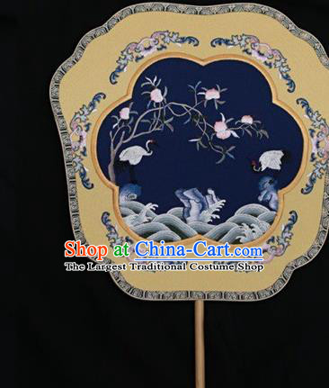 China Suzhou Embroidery Double Side Fan Palace Fan Classical Dance Navy Silk Fans Ancient Bride Fan