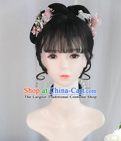 Chinese Song Dynasty Princess Bangs Wigs Best Quality Wigs China Cosplay Wig Chignon Ancient Royal Infanta Wig Sheath