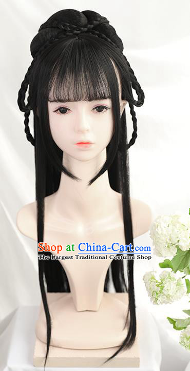 Chinese Cosplay Princess Bangs Wigs Best Quality Wigs China Wig Chignon Ancient Ming Dynasty Noble Lady Wig Sheath