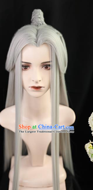 Best Chinese Drama Ancient Swordsman Argent Wig Sheath China Quality Front Lace Wigs Cosplay Crown Prince Wig