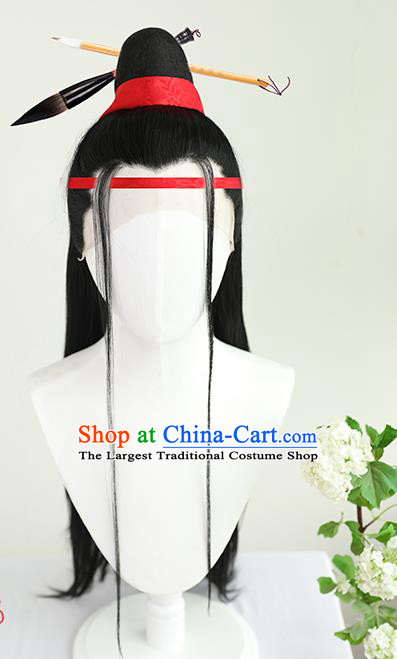 Best Chinese Cosplay Scholar Wig Sheath China Quality Lace Wigs Ancient Swordsman Wen Zhengming Wig