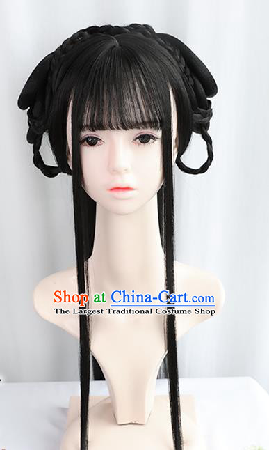 Chinese Jin Dynasty Princess Bangs Wigs Best Quality Wigs China Cosplay Wig Chignon Ancient Court Female Wig Sheath