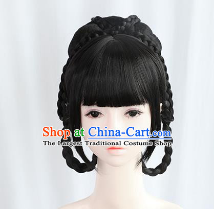 Chinese Tang Dynasty Princess Bangs Wigs Best Quality Wigs China Cosplay Wig Chignon Ancient Palace Lady Wig Sheath