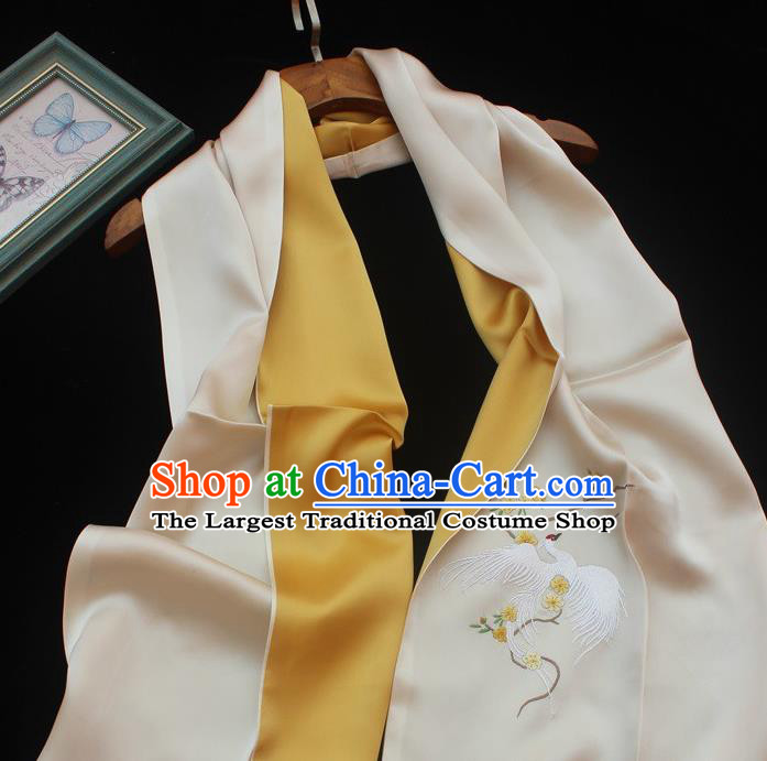 Chinese Champagne Silk Tippet Traditional Embroidered Scarf Cheongsam Embroidery Phoenix Accessories