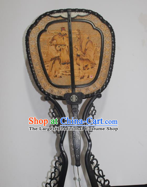 China Handmade Rosewood Carving Fan Traditional Palace Fan Craft