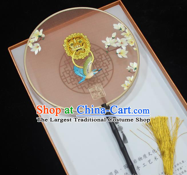 China Handmade Suzhou Embroidery Fan Embroidered Palace Fan Traditional Hanfu Silk Fan