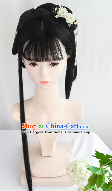 Chinese Song Dynasty Patrician Lady Bangs Wigs Best Quality Wigs China Cosplay Wig Chignon Ancient Princess Wig Sheath