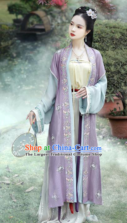 China Traditional Song Dynasty Historical Costumes Ancient Noble Women Embroidered Hanfu Dress Apparels