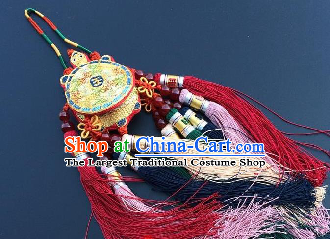 China Embroidery Tortoise Lucky Charms Accessories Traditional Embroidered Tassel Car Pendant