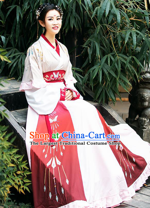 China Traditional Jin Dynasty Palace Princess Historical Costumes Ancient Royal Infanta Hanfu Dress Clothing for Women