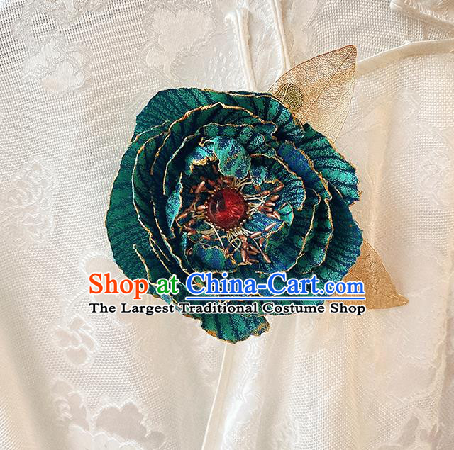 China Traditional Blue Peony Corsage Cheongsam Accessories Classical Flower Brooch